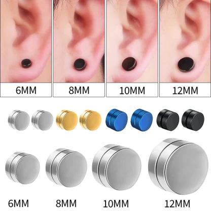 1Pair Fashion Magnetic Clip Ear Stud Non Piercing Earrings Fake Earrings Gift for Men Women Jewelry - Afbeelding 5