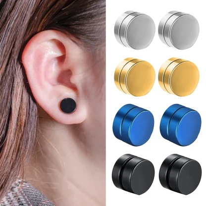 1Pair Fashion Magnetic Clip Ear Stud Non Piercing Earrings Fake Earrings Gift for Men Women Jewelry - Afbeelding 3