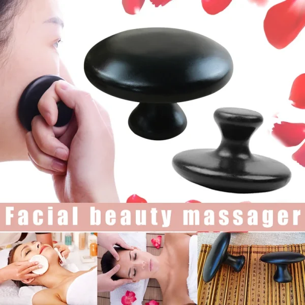 Gladde Paddenstoelvormige Gezichtsmassagesteen – Lava Basalt Hot Stone voor Spa Massage Therapie – Lichaams- en Gezichtsmassagesteen - Image 2