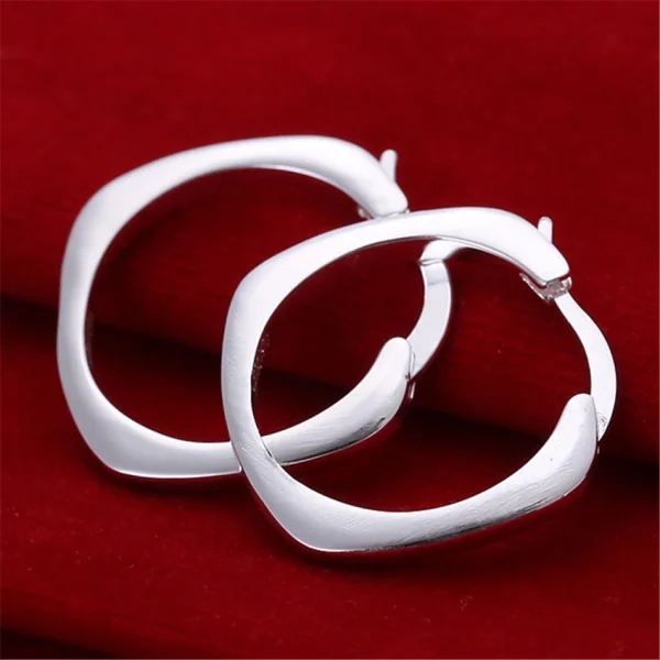 DOTEFFIL Sterling Zilveren Platte Vierkante/Ronde 20mm Hoepeloorbellen - Image 3