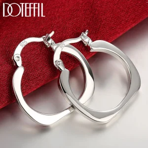 DOTEFFIL Sterling Zilveren Platte Vierkante/Ronde 20mm Hoepeloorbellen