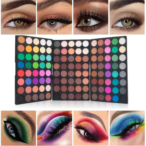 120 Kleuren Oogschaduwpalet – Waterproof & Hoog Gepigmenteerd | Nude, Glitter & Matte Afwerking
