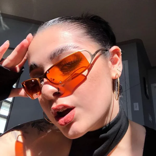 Y2K Sportieve Punk Zonnebril Dames 2023 – Luxe Merk Designer Vierkante Goggles Zonnebril - Image 2