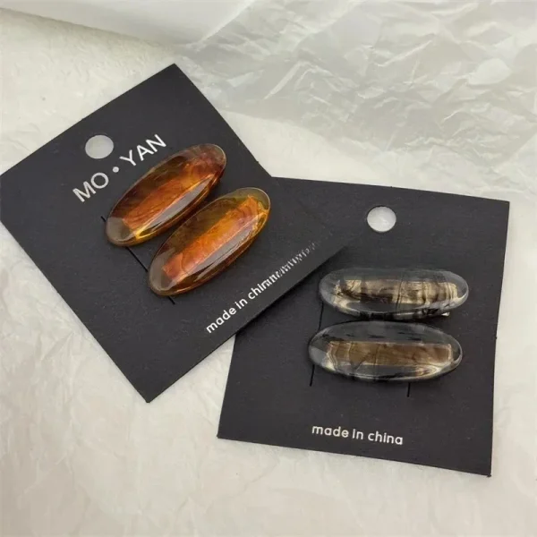 Schattige Haarklem met Contrastkleur – Ovale Acetaat Ponyclip / Eendenbek Clip voor Dames – Meisjes Haarclip & Elegante Haaraccessoire - Image 2