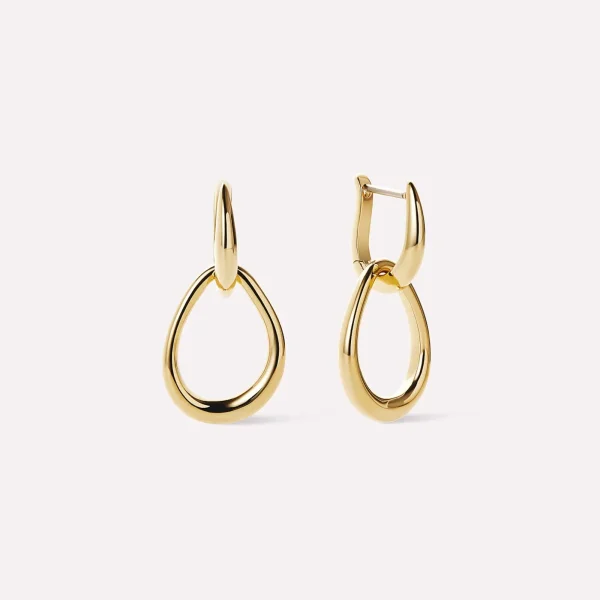 DPLAOPA 925 Sterling Zilver Gouden Oorbellen – Onregelmatige Waterdruppelvorm met Dubbele Hoepels – 2025 - Image 6