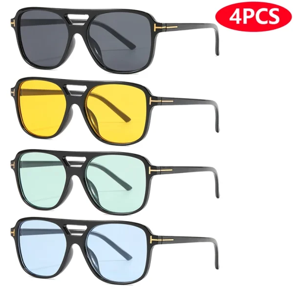 9 stuks / 4 stuks Dubbele Brug Zonnebril – Oversized Goggles in Snoepkleuren voor Dames – Klassieke Mode Ovale Pilotenstijl Zonnebril met UV400 Bescherming (Oculos De Sol) - Image 15