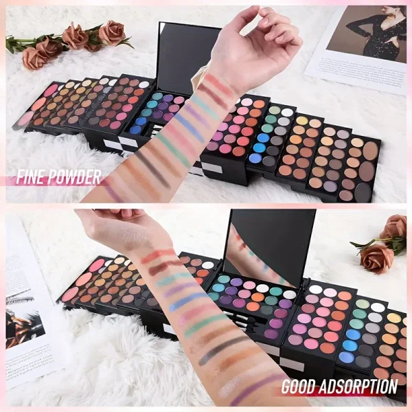 Make-upset met 142 Kleuren Oogschaduw, 3 Kleuren Blush, 3 Kleuren Wenkbrauwpoeder – Professionele Make-up voor Visagisten - Image 4