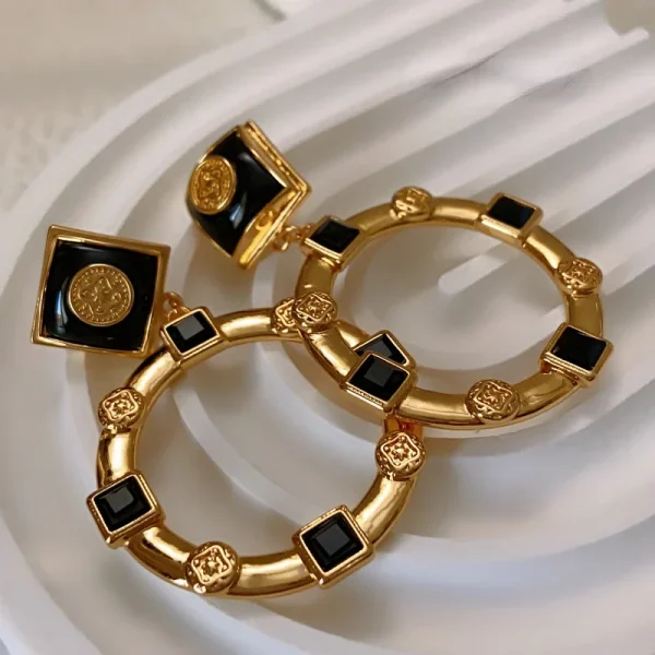 Moderne Sieraden Europese en Amerikaanse Ontwerpen Metalen Geometrische Oorbellen - Image 4