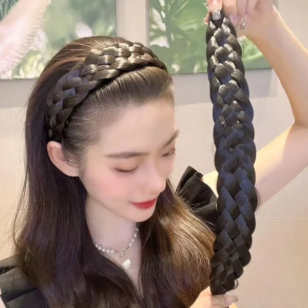 Gevlochten Hoofdbanden voor Dames – Visgraat Breed Gedraaid Haarbandje – Handgemaakt – Haaraccessoire / Haarstijl Hoepel – Cadeau Idee - Image 3