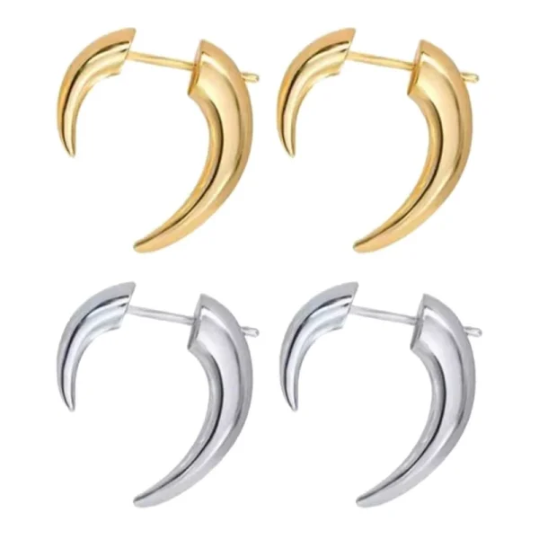 Wolf Fang Stud Oorbellen – Boho & Gothic Tribal Sieraad – Chic Claw/Horn Design – Spirale Steekoorbellen - Image 2