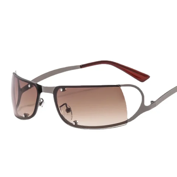 Y2K Sportieve Punk Zonnebril Dames 2023 – Luxe Merk Designer Vierkante Goggles Zonnebril - Image 7