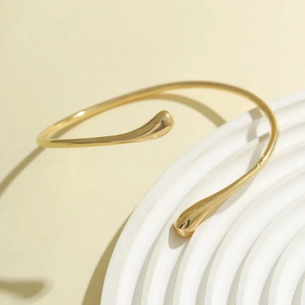 FTCY Vintage eenvoudige bovenarmband geometrische armband met waterdruppelvorm, verstelbaar damesaccessoire. - Image 4