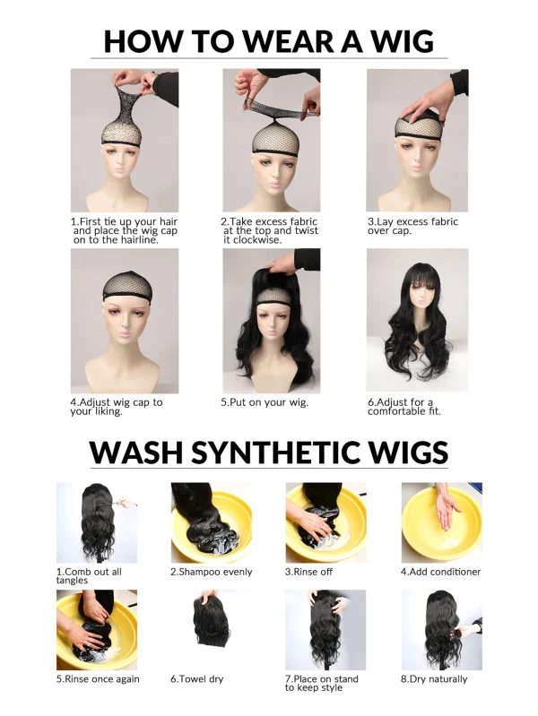Pruik met Pony Donkerbruin – Korte, Steil Haarstijl voor Dames – Schouderlengte – Hittebestendig Synthetisch Haar – Natuurlijke Kleur - Image 6