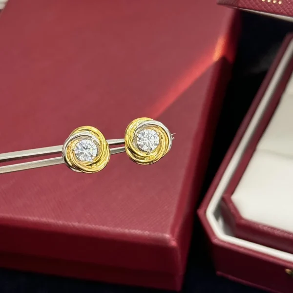 Sterling Zilveren Oorbellen voor Dames – Drie Ringen, Drie Kleuren & Eén Diamant-Design | Hypoallergeen & Kleurecht - Image 3