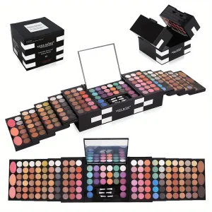 Make-upset met 142 Kleuren Oogschaduw, 3 Kleuren Blush, 3 Kleuren Wenkbrauwpoeder – Professionele Make-up voor Visagisten