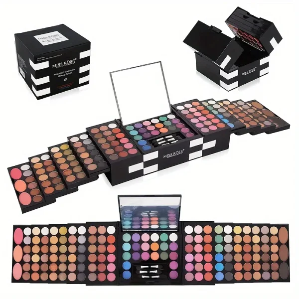 Make-upset met 142 Kleuren Oogschaduw, 3 Kleuren Blush, 3 Kleuren Wenkbrauwpoeder – Professionele Make-up voor Visagisten