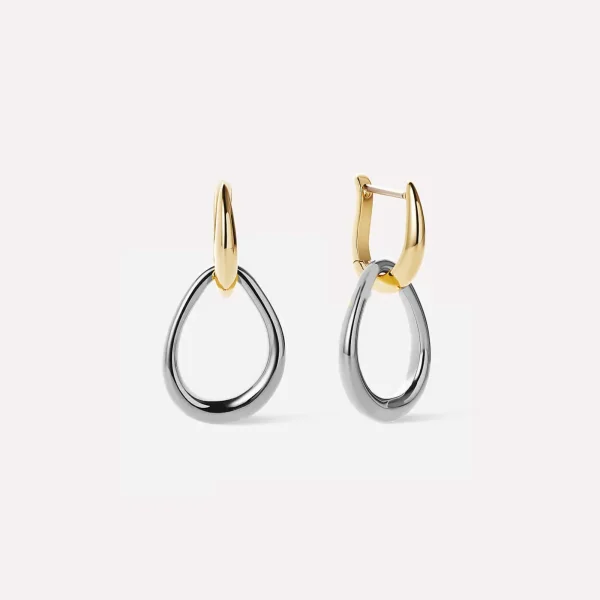 DPLAOPA 925 Sterling Zilver Gouden Oorbellen – Onregelmatige Waterdruppelvorm met Dubbele Hoepels – 2025 - Image 5