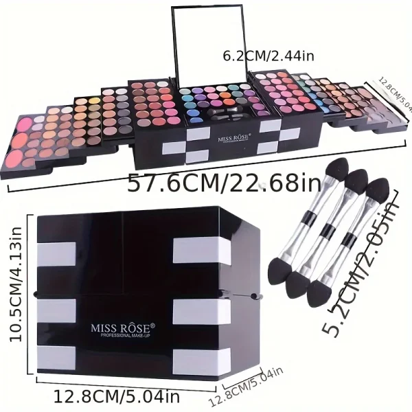 Make-upset met 142 Kleuren Oogschaduw, 3 Kleuren Blush, 3 Kleuren Wenkbrauwpoeder – Professionele Make-up voor Visagisten - Image 6