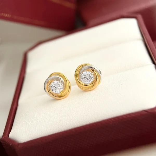 Sterling Zilveren Oorbellen voor Dames – Drie Ringen, Drie Kleuren & Eén Diamant-Design | Hypoallergeen & Kleurecht - Image 2