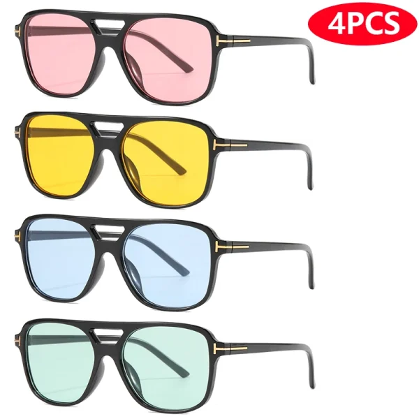 9 stuks / 4 stuks Dubbele Brug Zonnebril – Oversized Goggles in Snoepkleuren voor Dames – Klassieke Mode Ovale Pilotenstijl Zonnebril met UV400 Bescherming (Oculos De Sol) - Image 10