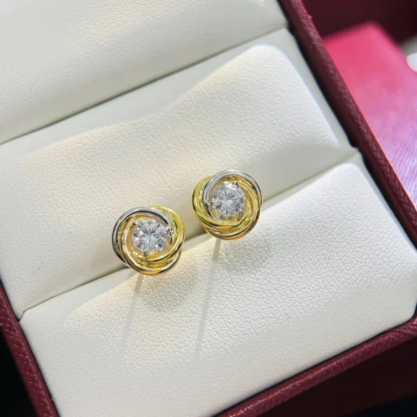Sterling Zilveren Oorbellen voor Dames – Drie Ringen, Drie Kleuren & Eén Diamant-Design | Hypoallergeen & Kleurecht - Image 5