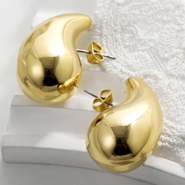 Oversized Chunky Gouden Hoepeloorbellen voor Vrouwen Meisjes – Extra Grote Druppelvormige Oorbellen Dupes - Image 5