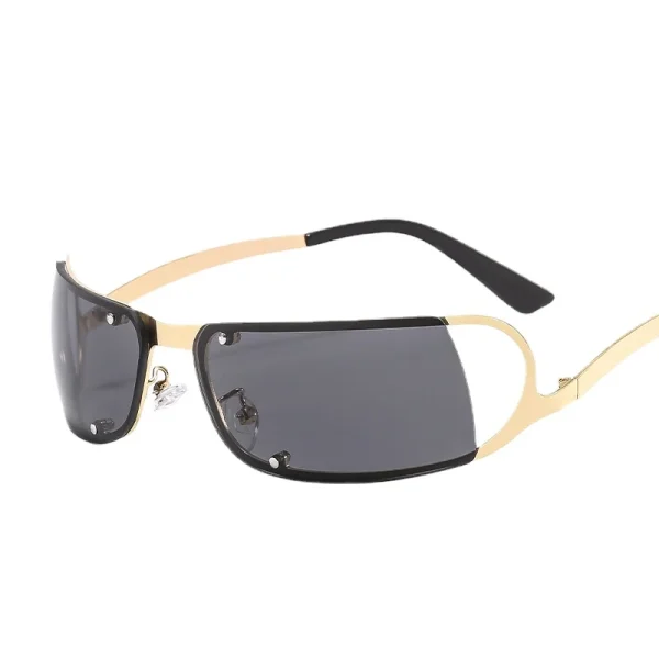 Y2K Sportieve Punk Zonnebril Dames 2023 – Luxe Merk Designer Vierkante Goggles Zonnebril - Image 5